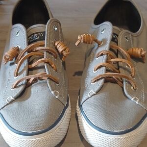 Sperry Gray Sneakers with Tan Laces